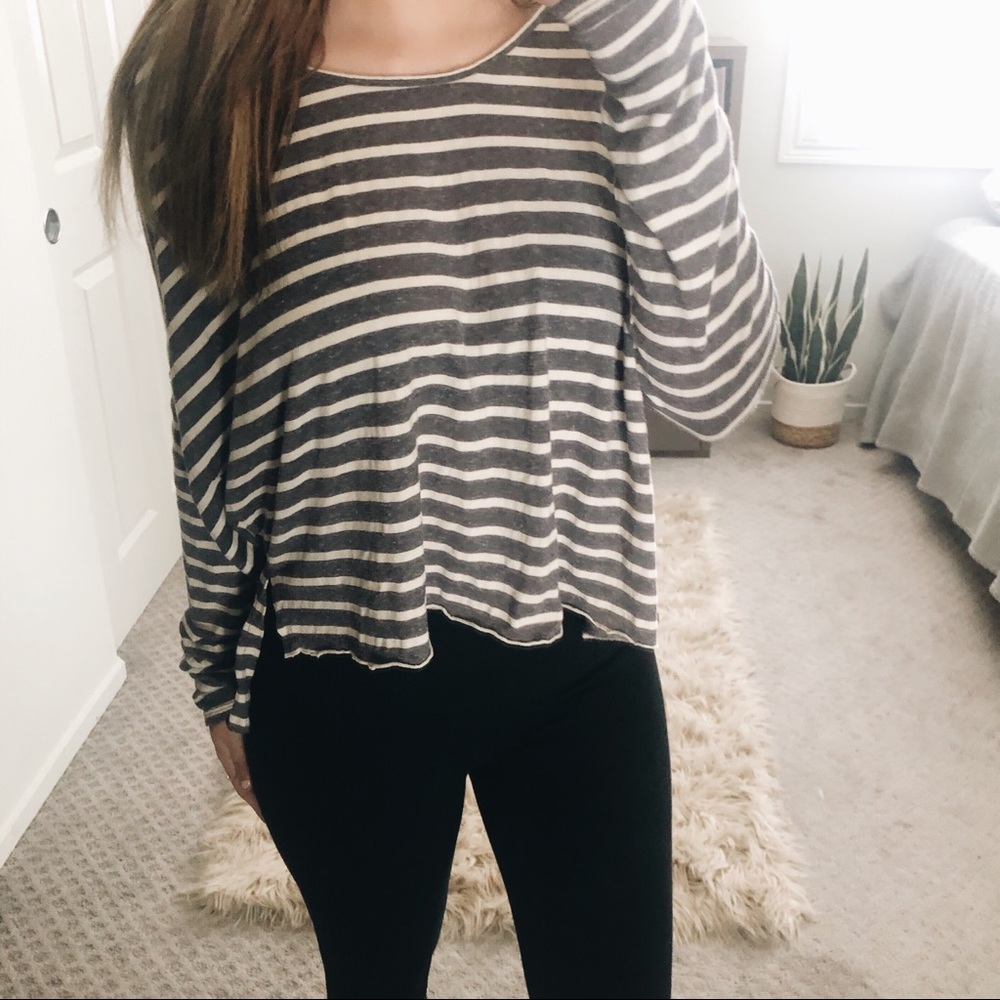 Free People Beach Striped Long Sleeve Top